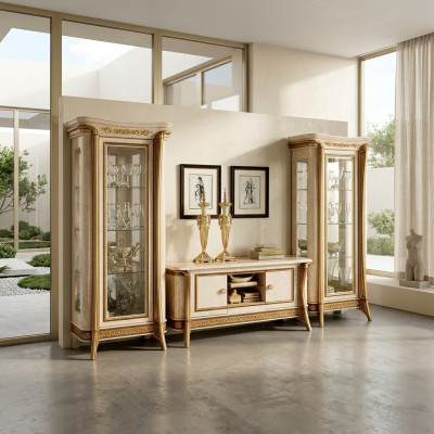 muro attrezzato vetrina cassettiera armadio credenza barocco rococò stile art nouveau