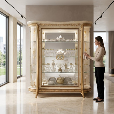 Vetrina Armadio Vetrina in vetro Mobili di design Barocco Rococò Decorazioni in stile giovane Art Nouveau
