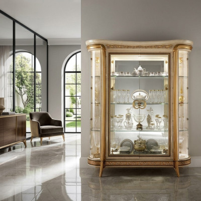 Vetrina Armadio Vetrina in vetro Mobili di design Barocco Rococò Decorazioni in stile giovane Art Nouveau