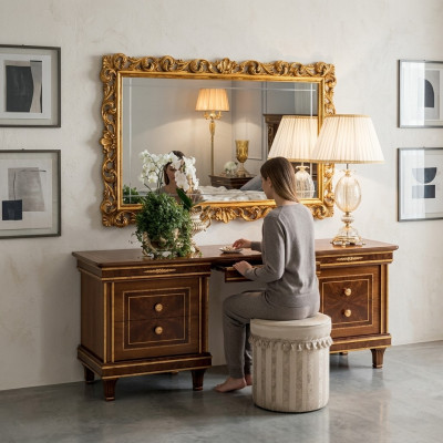 Tavolo da toeletta camera da letto specchio giovanile stile antico set in legno