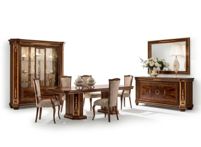 Mobili Tavolo + 8 Set di Sedie Completamente in Legno per Sala da Pranzo in Stile Barocco