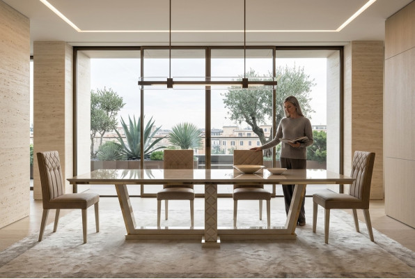 Tavolo da pranzo con 6 sedie, tavolo da pranzo stile rococò barocco stile liberty reale lusso