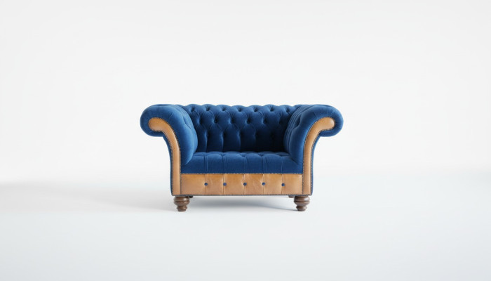 Chesterfield Tessuto Imbottito Poltrona 1 Posto Divani Design Divani in Tessuto di Lusso