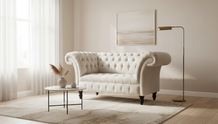 Chesterfield poltrona divano televisivo 1 posto tessuto stoffa divani imbottiti #4