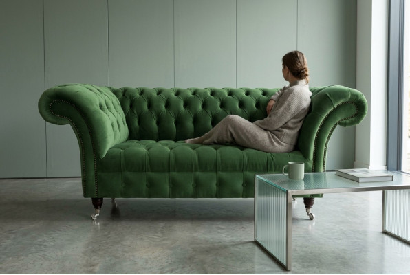 Divano Chesterfield 2 posti imbottito in tessuto in pelle divani sofà.guida