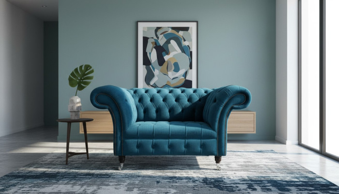 Chesterfield poltrona divano da TV 1 posto tessuto stoffa poltrone imbottita 131