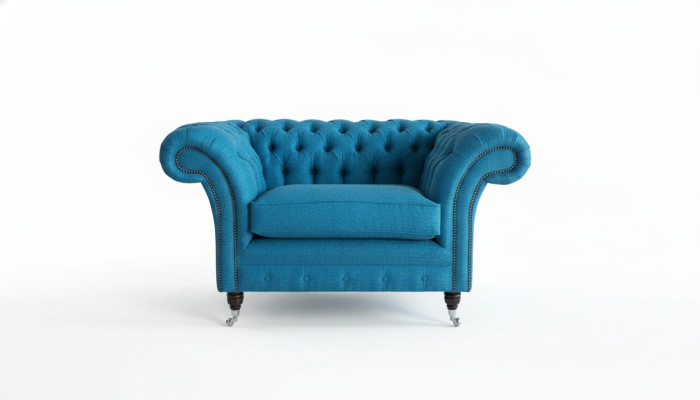 Divano Chesterfield in tessuto con design, poltrona, divano imbottito in tessam, sedile con posti a sedere.