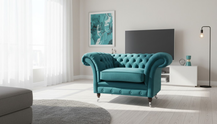 Chesterfield poltrona divano televisivo 1 posto divano tessuto stoffa divani imbottiti 136