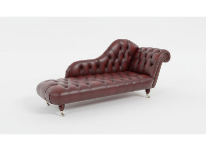 Salotto Club Divano Chesterfield a 2 posti in pelle con finitura imbottita e chaise longue.