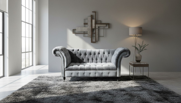 Design Chesterfield Divano in tessuto Chaise Lounge Imbottito Nuovo Divani Chaise longue