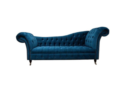 Chaiselounge Banca Seduta Letto Salotto Barocco Rococò Art Nouveau Classico Blu Nuovo