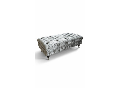 Chesterfield Tessuto Puff XXL Grande poggiapiedi Pouf Divano Poltrona in stoffa di lusso.