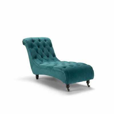 Chesterfield Velluto Chaise Lounge Divano da designer Club Liege Tessuto in Poliestere.