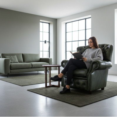 Chesterfield velluto poltrona ala 1 posto designer in pelle tessuto televisivo imbottita nuova