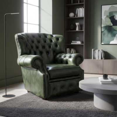 Chesterfield velluto poltrona ala 1 posto designer in pelle tessuto televisivo imbottita nuova