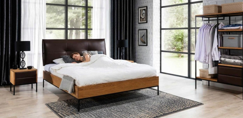 3 pezzi Set completo camera da letto in legno Loft Stile Design Letto Comodino Armadio Nuovo