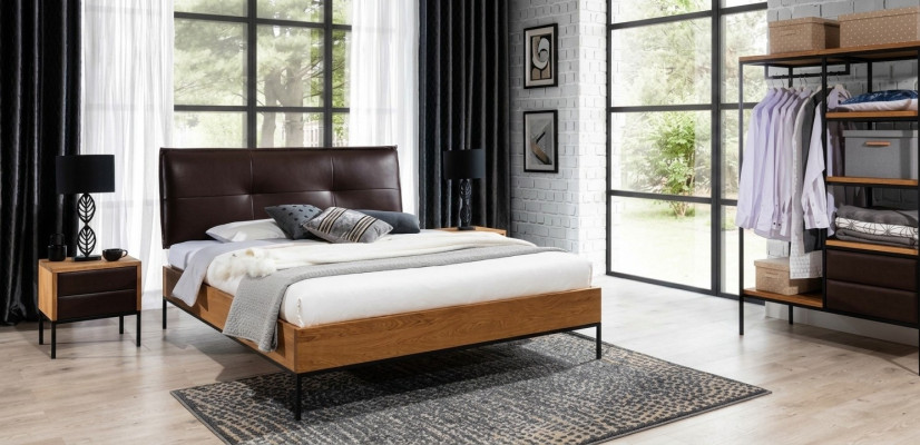 3 pezzi Set completo camera da letto in legno Loft Stile Design Letto Comodino Armadio Nuovo