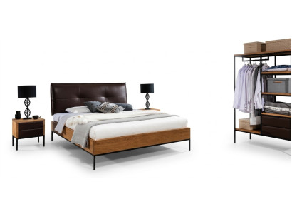 3 pezzi Set completo camera da letto in legno Loft Stile Design Letto Comodino Armadio Nuovo