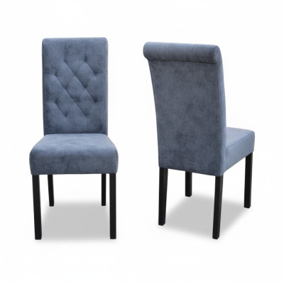Divano Chesterfield blu con 8 poltrone, sedie da designer moderni.