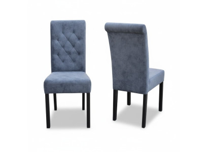 Divano Chesterfield blu con 8 poltrone, sedie da designer moderni.