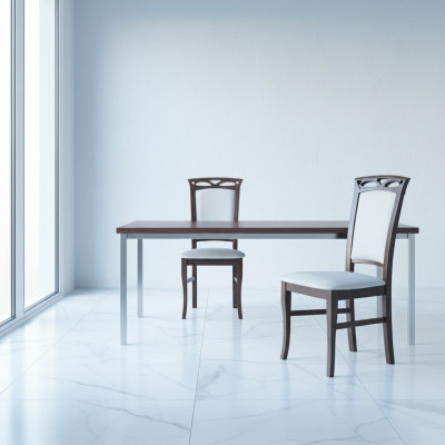 Set di 8 sedie da designer per sala da pranzo con schienale e seduta imbottiti, completo di poltrone.   Translation: Set di 8 sedie da designer per sala da pranzo con schienale e seduta imbottiti, completo di poltrone.