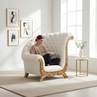 Trono Poltrona Reale Poltrone Imbottite Chesterfield Velluto 1 Posto Stile Antico