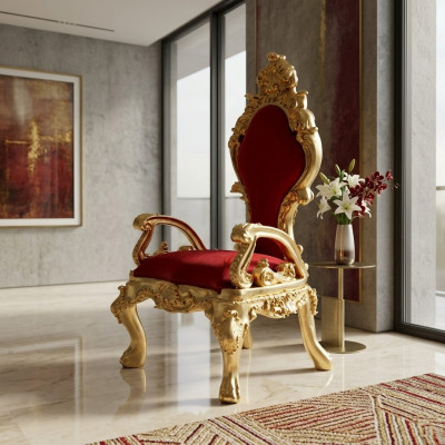 Trono Sedie Poltrona Reale Imbottite Velluto Chesterfield Monoposto Stile Antico