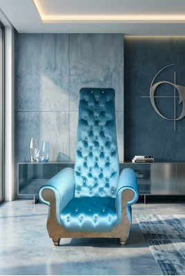 Una poltrona raffinata con uno schienale alto e un design che ricorda una poltrona di Voltaire