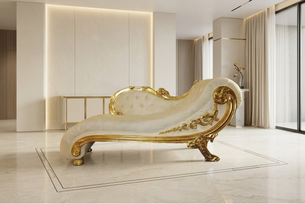Chesterfield Récamière in stile antico. Elegante chaise longue, divano chaise longue.