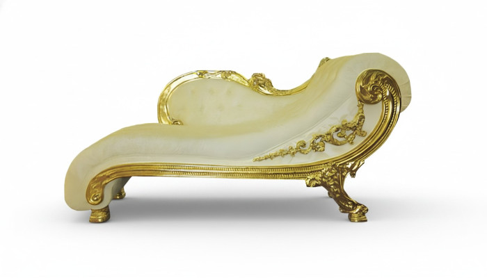 Chesterfield Récamière in stile antico. Elegante chaise longue, divano chaise longue.