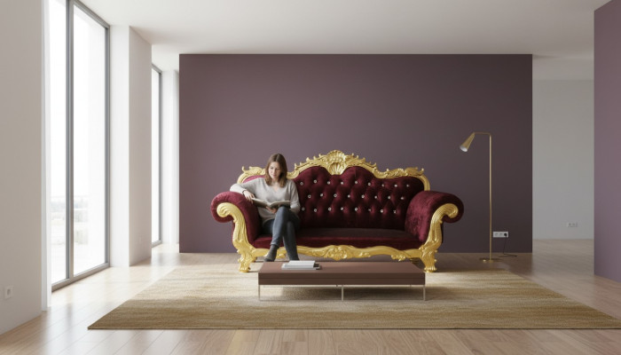 Trono Divano Chesterfield Reale Imbottito in Velluto a 3 Posti Stile Antico Nuovo