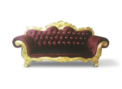 Trono Divano Chesterfield Reale Imbottito in Velluto a 3 Posti Stile Antico Nuovo