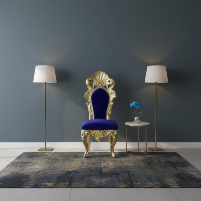Sedia Trono Poltrona Sala da pranzo Design Legno Stile Antico Barocco Rococò Sedie