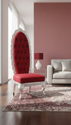 Trono rosso Sedia regale Imbottita Stile antico Sedia Design Chesterfield