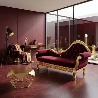 Chaiselongue Letto Relax Divano Poltrona Classico Barocco Rococò Art Nouveau reale  Launge-Chaise Letto Relax Divano Poltrona Classico Barocco Rococò Art Nouveau reale