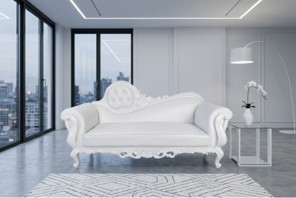 Letto trono Divano Chaise longue Poltrona reale Chesterfield in velluto di stile antico