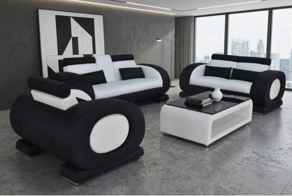 Divano divano in pelle, 3+2+1 set completo, design moderno.