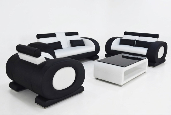 Divano divano in pelle, 3+2+1 set completo, design moderno.