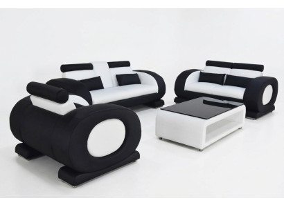 Divano divano in pelle, 3+2+1 set completo, design moderno.