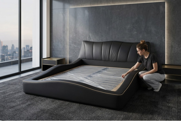 Lusso design in pelle imbottita cornice letto hotel moderno telaio letto imbottito.