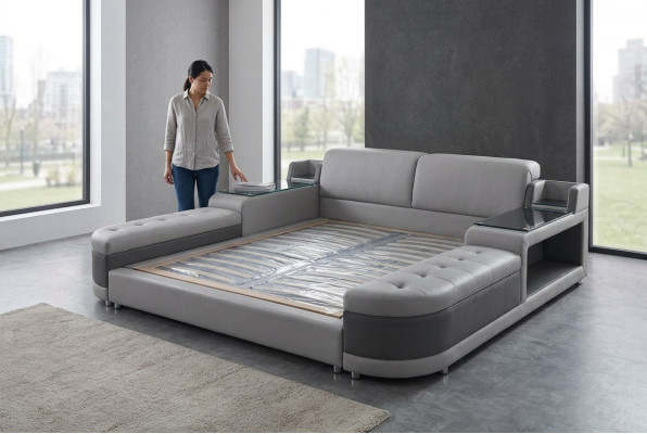 Design di lusso Letto Imbottito Matrimoniale Hotel Letti moderni in pelle 140/160/180/200 LB8820