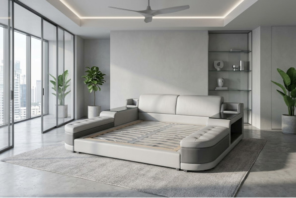 Design di lusso Letto Imbottito Matrimoniale Hotel Letti moderni in pelle 140/160/180/200 LB8820
