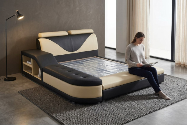 Design letto di lusso imbottito matrimoniale hotel letti moderni in pelle 140/160/180/200 cm.