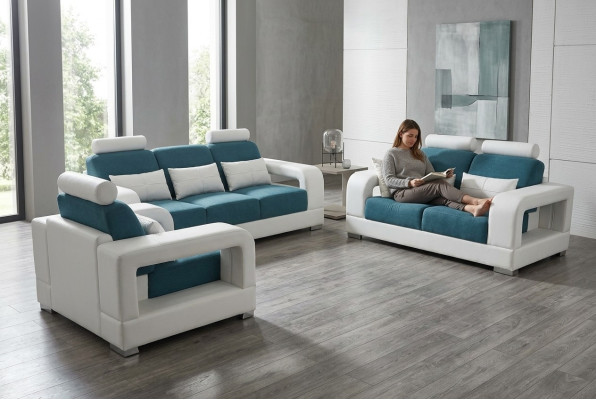 Divano Divano Imbottito Sofà Sedili Mobili Set Ensemble 3 + 2 + 1 Divani