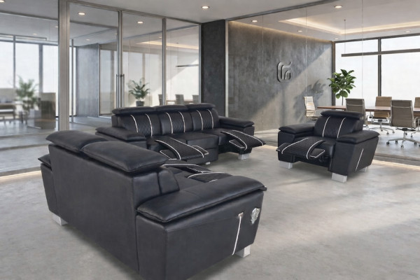 Divano in pelle Salotto Composizione salotto ad angolo Design Moderno Divano 3 + 2 + 1