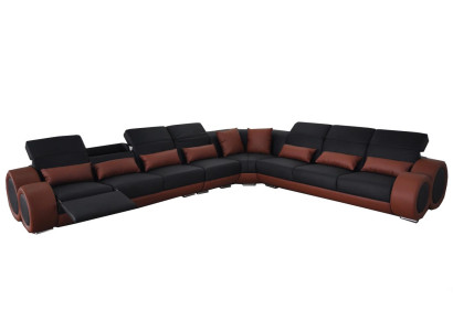 Design divano d'angolo in pelle imbottito in pelle moderno, nuovi divani.