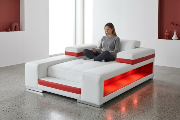 Moderno divano letto in pelle comodo divano poltrona poltrona reclinabile chaise longue.
