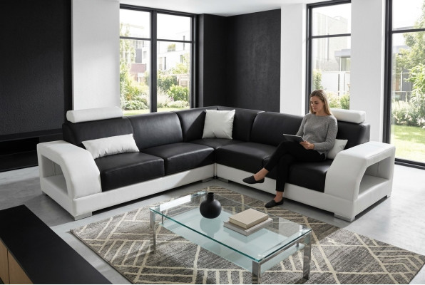 XXL Divano ad Angolo in Pelle Salotto Design Moderno Divano a L Form G8001B