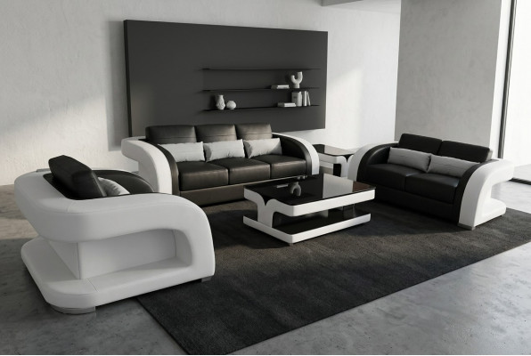 XXL Divano in pelle salotto composizione design moderno set divani 3+2+1 Nuovo