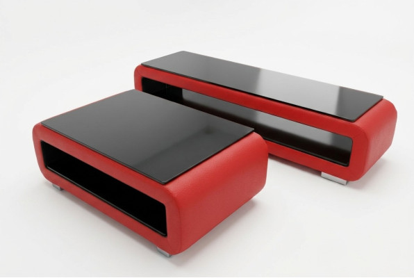 Tavolino design in pelle imbottita e vetro Tavolo moderno CT9010 + RTV